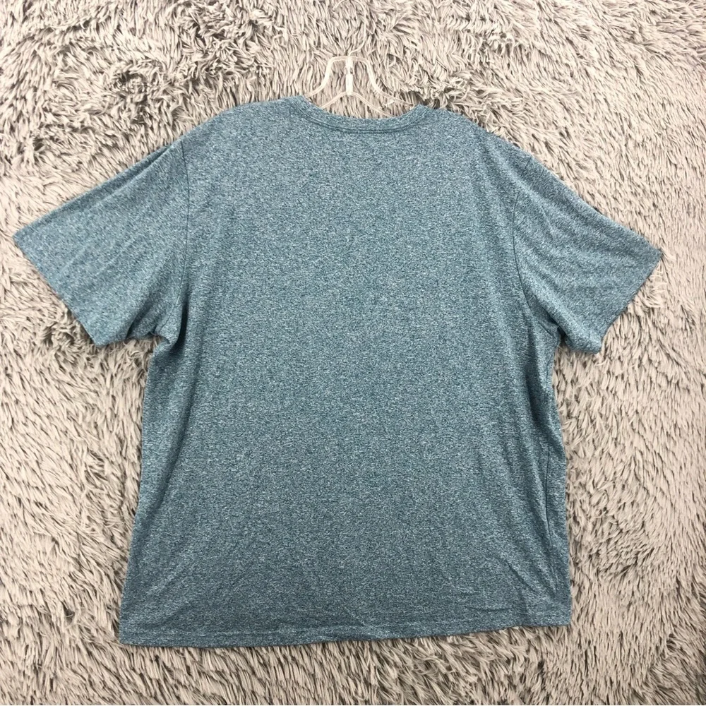 North Face Tshirt Mens Large Vapor Wick Blue Heathered Soft Shirt Spellout